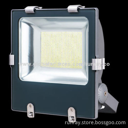 400W LED Floodlight, 80-110lm/W, 85-265V AC or 12V DC, Aluminum Housing and Tempered-glass